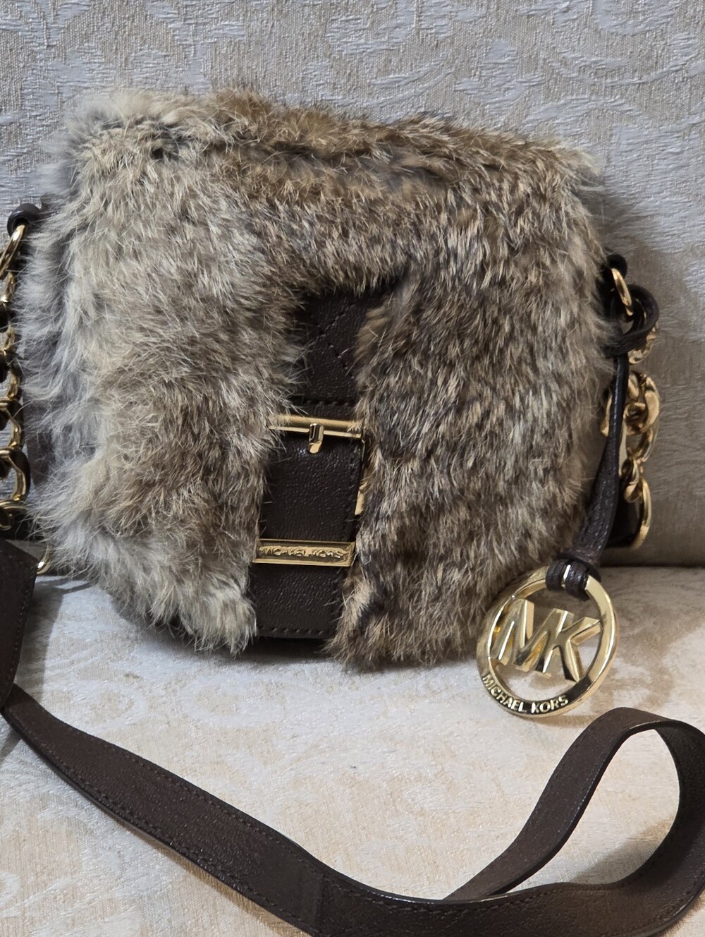 DOONEY & BOURKE Florentine BROWN CROC EMBOSSED LEATHER LOCK HOBO BAG And POUCH
